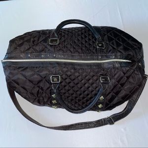 Steve Madden Black Quilted Gold Studded Duffel Bag